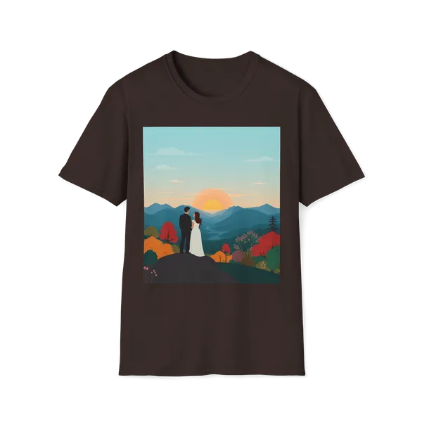 Romantic_Sunset_Couple_Art_T_Shirt_Nature_Adventure_Top_Dark_Chocolate